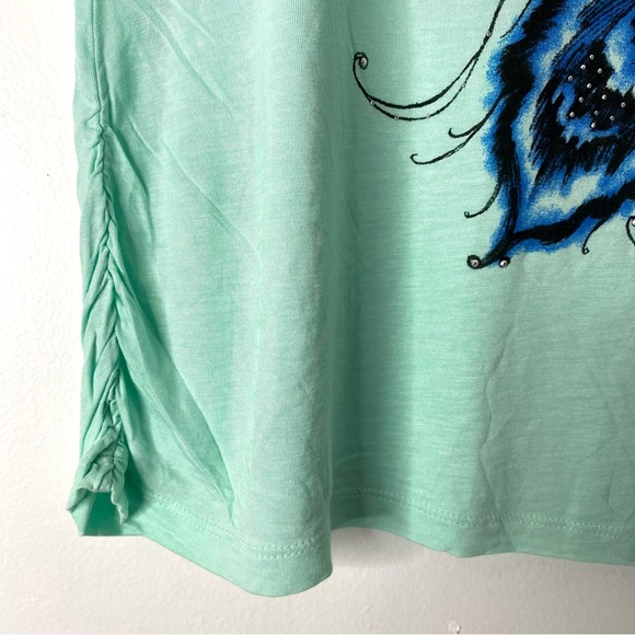 Apt. 9 Mint Green Blue Print Scoop Neck Top NWT - Picture 2 of 6